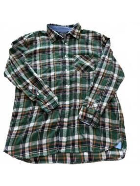 Bogari Italy Plaid Flannel Button Up Shirt Men’s XL Green Cotton Blend